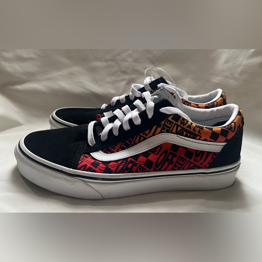 Vans Black and Orange Graphic Sneakers